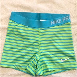 Nike Pro Blue and Green Shorts Size Medium